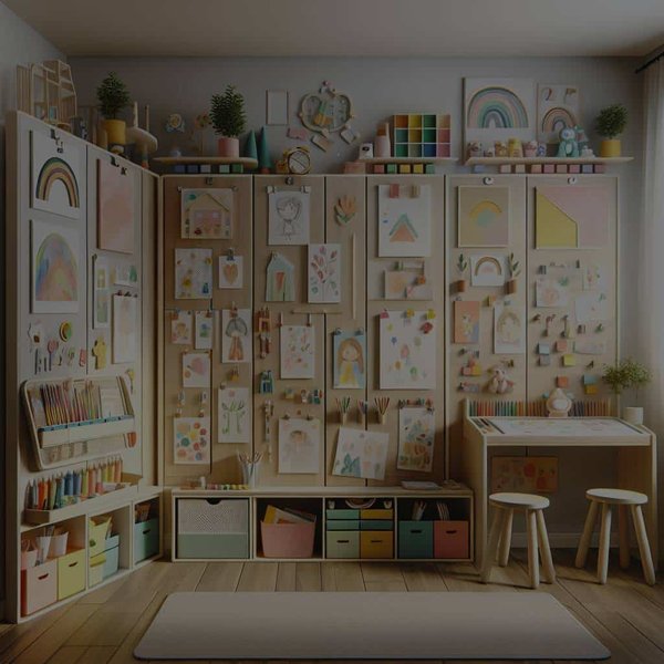 How to Design a Kid's Art Display That Is Easy to Update and Keeps Walls Clean?